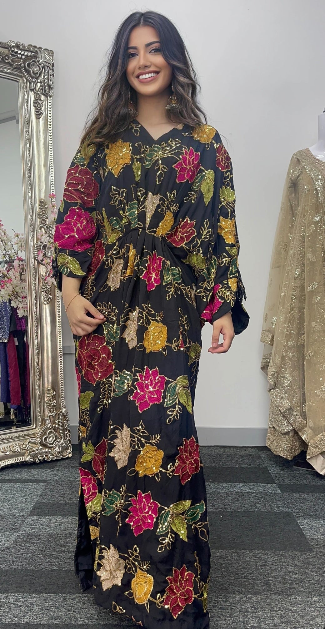 LUXE ROSE BLACK KAFTAN