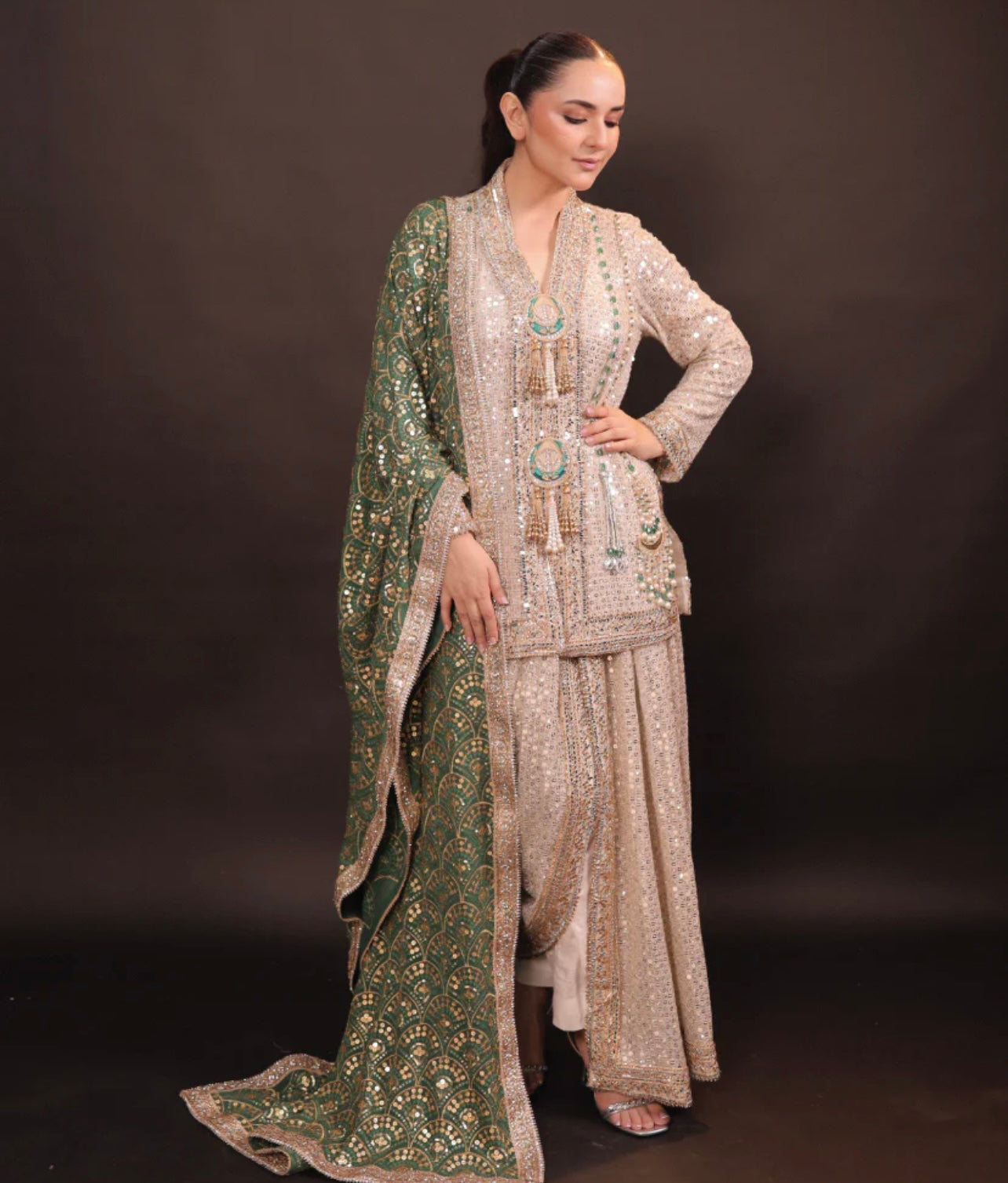 GOLDEN GREEN DHOTI SET