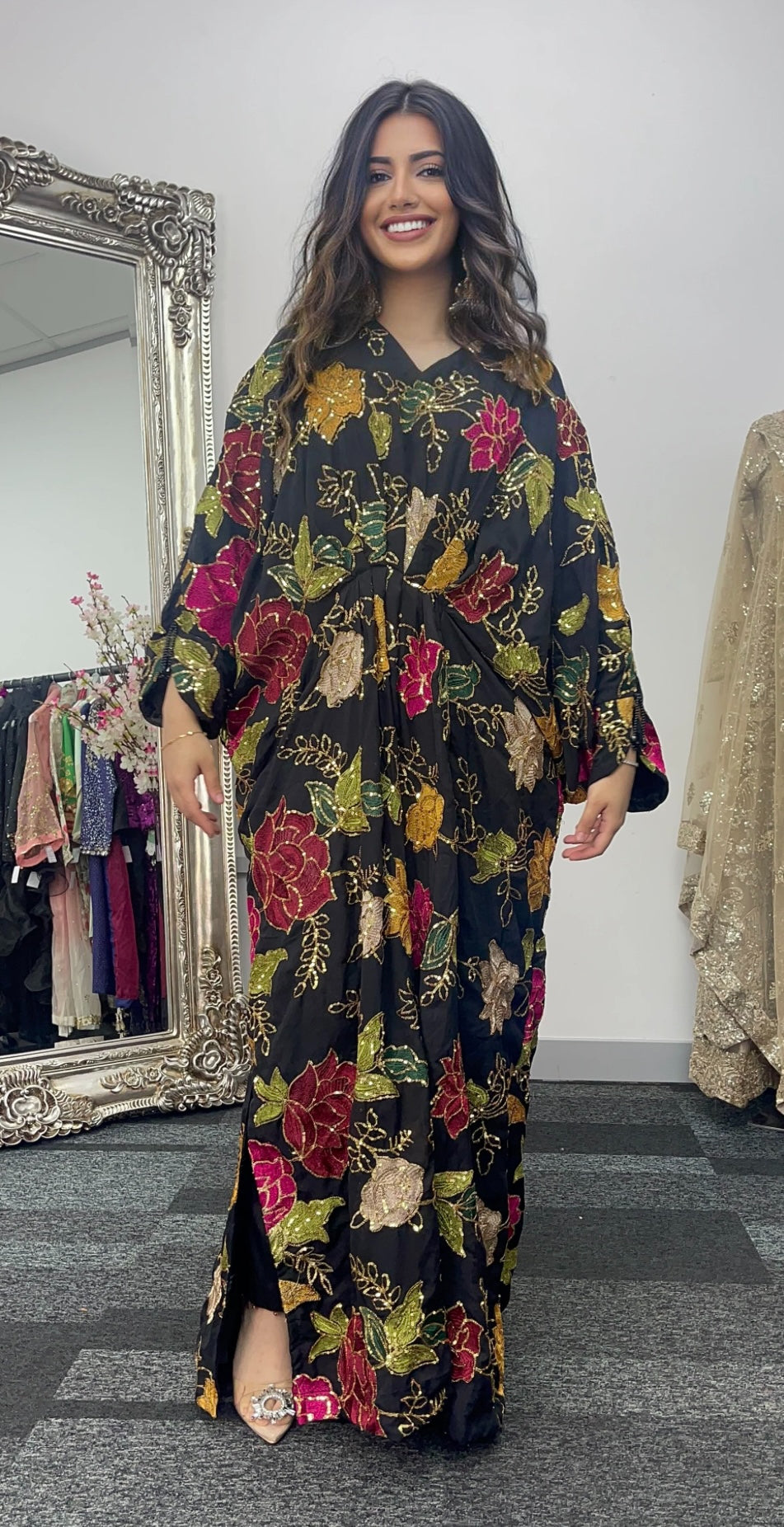 LUXE ROSE BLACK KAFTAN